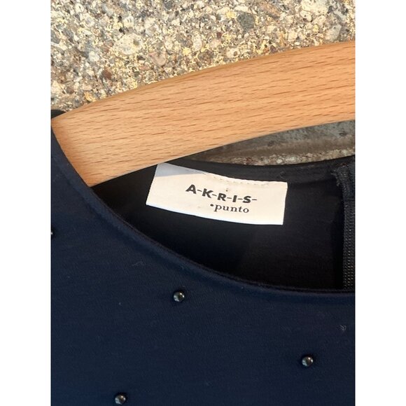 Akris Punto Navy Beaded Long Sleeve Top Womens - Picture 3 of 10